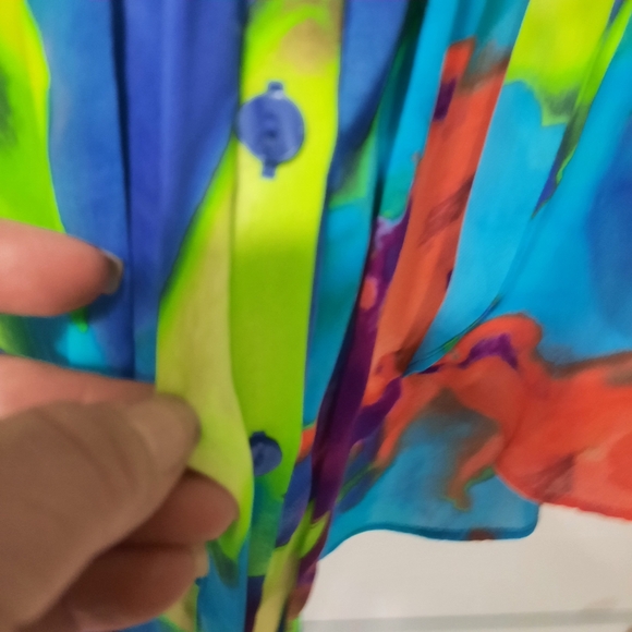 Worthington Top Women's Sz PXL Multicolor Sleeveless Button Down Ruffles - Picture 5 of 10